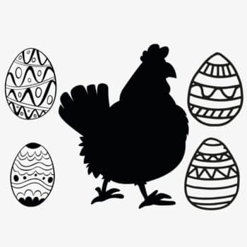 Paaskip met 4 losse eieren raamsticker