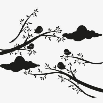 raamsticker tak en vogeltjes PlakHet