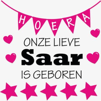 StormIT-Design Raamsticker Hoera geboren