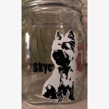 Glazen pot met opdruk