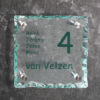 Glazen naambord helder glas met gebrokkelde randen BG4 PlakHet