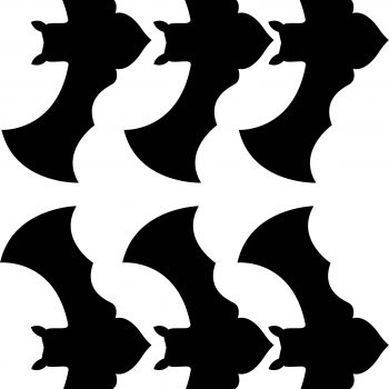 a black bat silhouettes on a white background