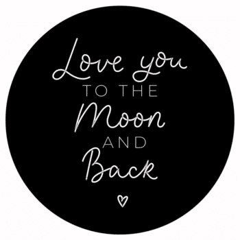 Muurcirkel To the moon and back zwart