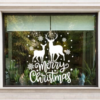 Raamsticker Kerst Hertjes Merry Christmas
