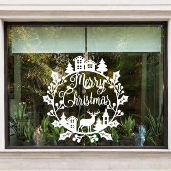 raamsticker kerst rond Merry Christmas
