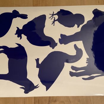 a sticker of animals on a table
