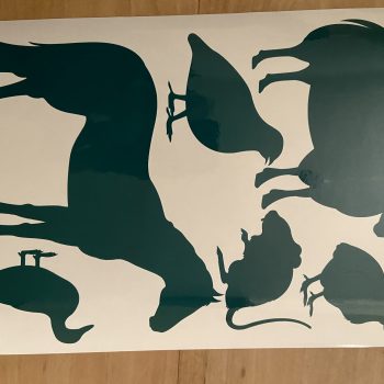 a sticker of animals on a table