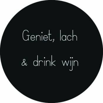 StormIT-Design Muurcirkel Geniet, lach drink wijn zwart