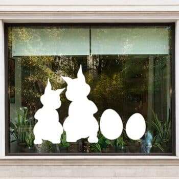 Raamsticker 2 hazen met 2 eieren