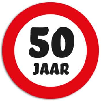 raamsticker 50 jaar verkeersbord