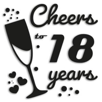 raamsticker Cheers to 18 years