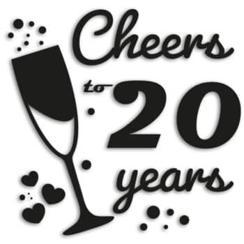 raamsticker Cheers to 20 years