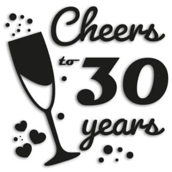 raamsticker cheers to 30 years
