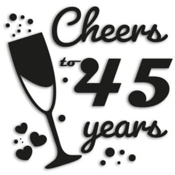 raamsticker cheers to 45 years