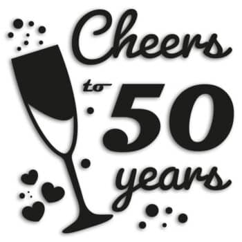 raamsticker cheers to 50 years