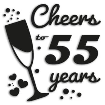 raamsticker cheers to 55 years
