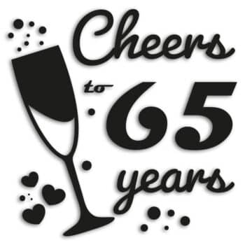 raamsticker cheers to 65 years