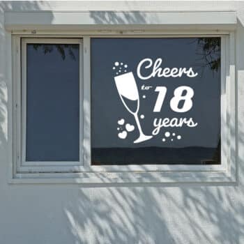raamsticker Cheers to 18 years