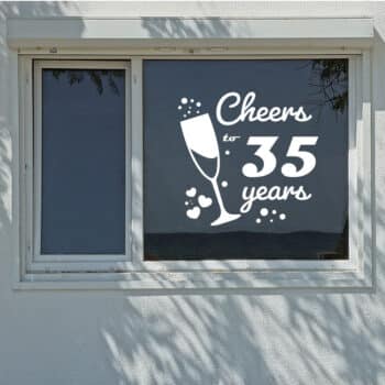 raamsticker cheers to 35 years