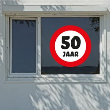 raamsticker 50 jaar verkeersbord