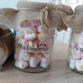 a group of jars with marshmallows