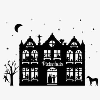 raamsticker pietenhuis