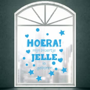 Geboorte raamsticker Hoera een Broertje