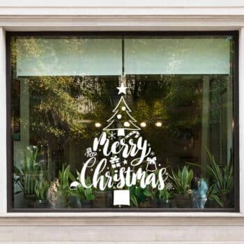 Kerstboom Merry Christmas cadeautjes raamstickers