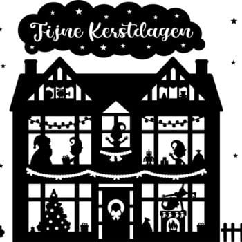 Raamsticker Kerstmanhuis PlakHet