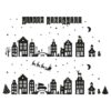 Raamsticker Sint en Kerst straathuisjes