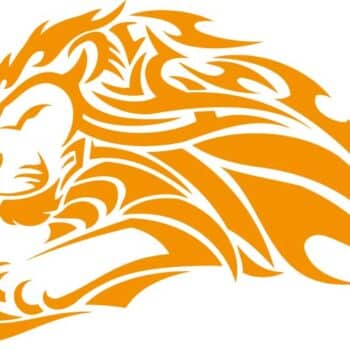 a lion with flames in its head