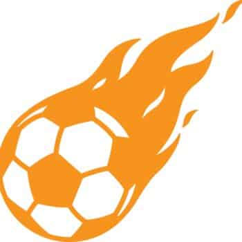 a football ball with flames