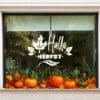 Herbruikbare raamsticker herfst met Hallo Herfst bladeren en tekst