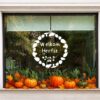 Ronde herbruikbare raamsticker herfst met Welkom Herfst-tekst en warme kleuren, ideaal voor herfstdecoratie. Welkom Herfst cirkel