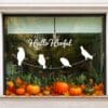 Herbruikbare raamsticker herfst met vrolijke vogels op een lijn, ideaal voor gezellige raamdecoratie. Hallo Herfst - Vogels op lijn