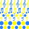 raamsticker carnaval blauw-geel muziek