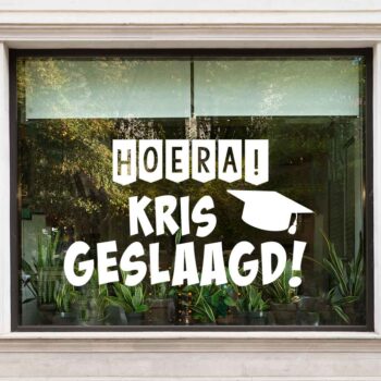 Geslaagd raamsticker naam groot