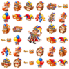 Herbruikbare raamstickers carnaval met prins carnaval, bosdieren met narrenkap, ballonnen, maskers en trommeltjes