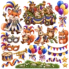 Herbruikbare raamstickers carnaval - alle stickers van de set op één vel, los op witte achtergrond