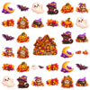 Herbruikbare raamstickers Halloween met heksenhuisje, vrolijke spookjes, zwarte katten, pompoenen en vleermuizen