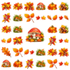 Herbruikbare raamstickers herfst met vliegenzwam, herfstbladeren, pompoenen, kastanjes en lijsterbessen