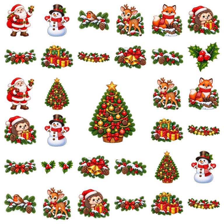 Herbruikbare raamstickers Kerst - Seizoensraam