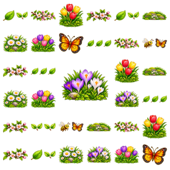 Herbruikbare raamstickers lente met krokussen, tulpen, madeliefjes, bloesemtakjes, vlinders en bijtjes