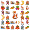 Herbruikbare raamstickers Sinterklaas met Sinterklaas, schimmel, stoomboot, Pieten, cadeaus en grachtenhuisjes