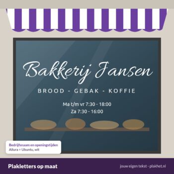 Plakletters op maat met bedrijfsnaam op etalage - Plakhet.nl