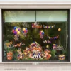 Herbruikbare raamstickers carnaval - 1 vel van 60 x 60 cm op een raam van 100 cm breed, op ware grootte