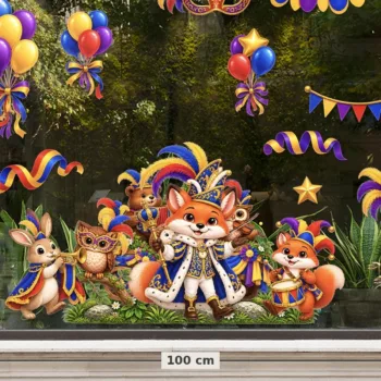 Herbruikbare raamstickers carnaval - close-up van de details