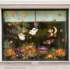 Herbruikbare raamstickers Halloween - 1 vel van 60 x 60 cm op een raam van 100 cm breed, op ware grootte