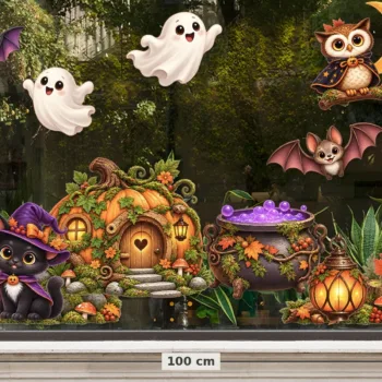 Herbruikbare raamstickers Halloween - close-up van de details