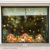 Herbruikbare raamstickers herfst - 1 vel van 60 x 60 cm op een raam van 100 cm breed, op ware grootte